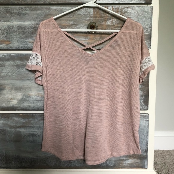 Papermoon Tops - Papermoon Pink/Gray Multi-Media Tee Size